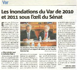 Var Matin du 9 octobre 2012 - Présentation du rapport de la MCI sénat sur les inondations dans le Var