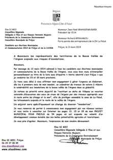 Copie du courrier de Madame Elsa di Méo concernant son engagement à agir pour la lutte contre les inondations dans la basse vallée de l'Argens si elle est élue maire de Fréjus