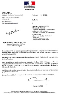 Courrier de M Laurent Cayrel, préfet du Var, concernant une proposition de l'association VIVA, pour une Opération d'Intérêt National (OIN)